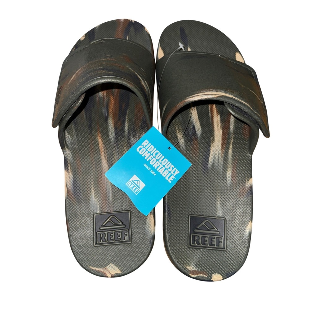 NEW Reef Fanning Slide H2O Mens 12 Sandals Camo Marble Athletic Water Friendly